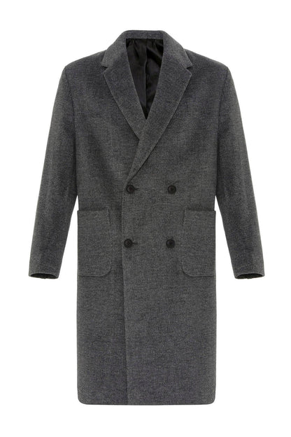 Anthracite Textured Double-Breasted Men's Coat
