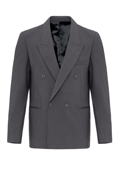 Anthracite Single Button Double-breasted Men's Blazer Jacket
