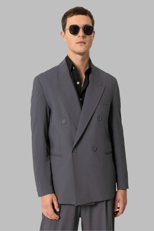 Anthracite Single Button Double-breasted Men's Blazer Jacket