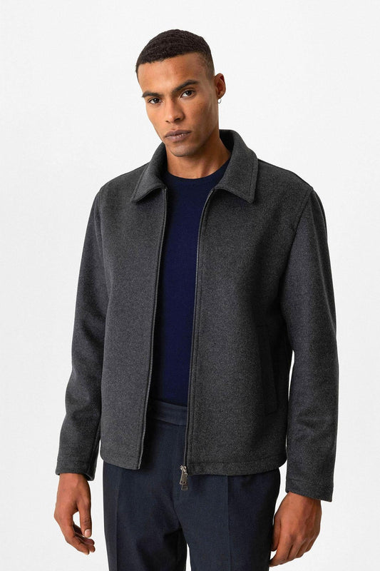 Anthracite Wool-Blend Seasonal Men's Jacket