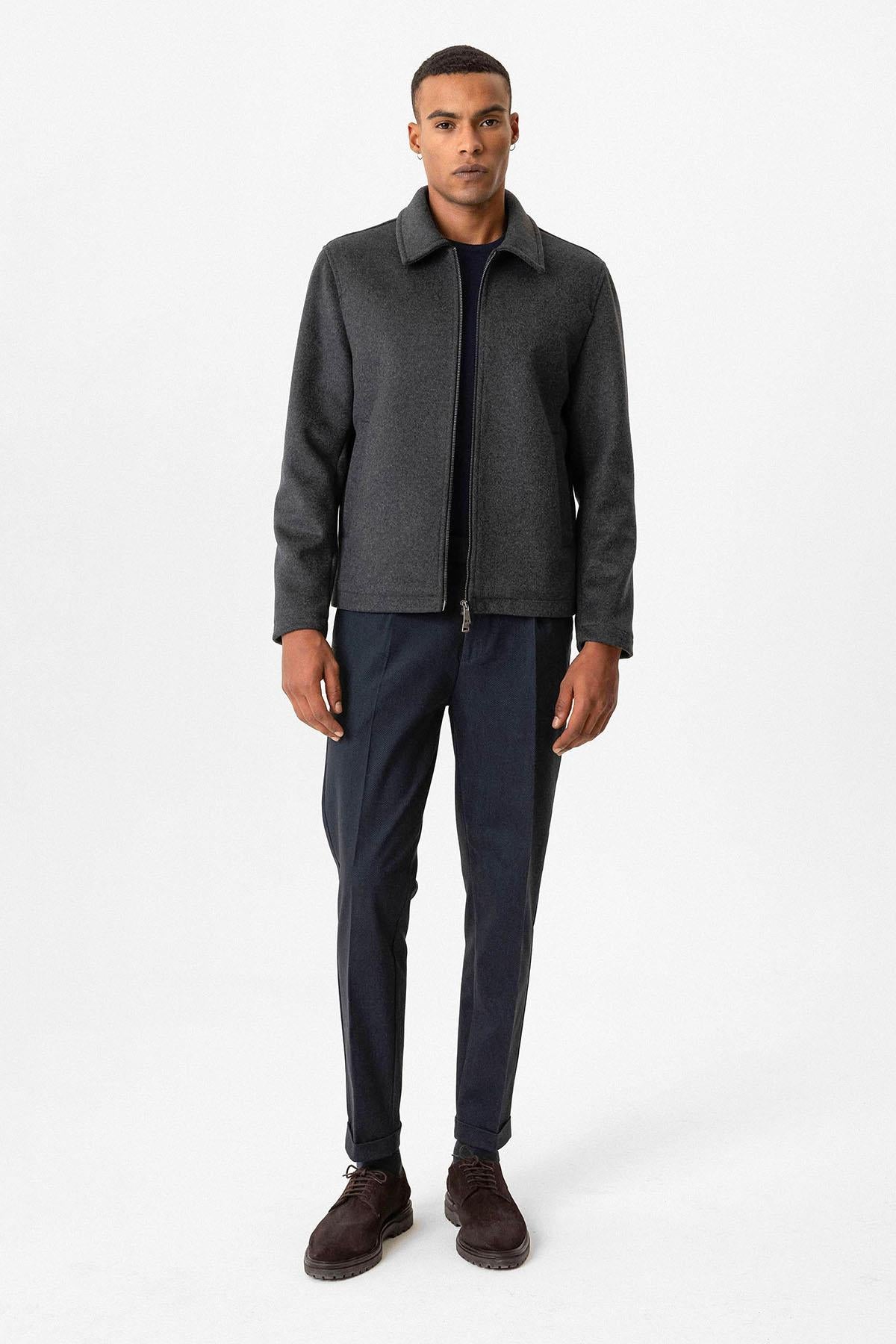 Anthracite Wool-Blend Seasonal Men's Jacket