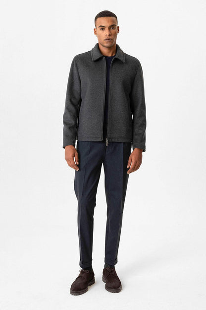 Anthracite Wool-Blend Seasonal Men's Jacket