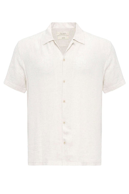 KOALA SYDNEY  Men's Ecru Knit Textured Camp Collar Shirt -