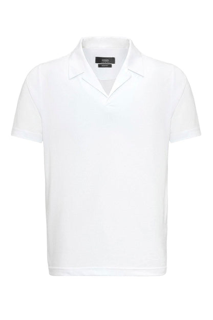 Men's Ecru Camp Collar Regular Fit T-Shirt