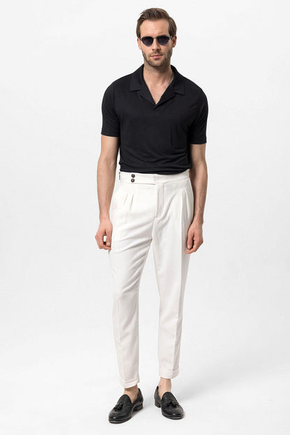 Men's Black Camp Collar Regular Fit T-Shirt