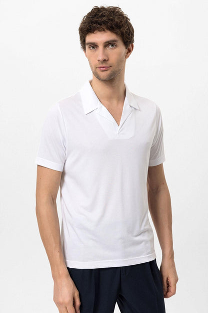 Men's Ecru Camp Collar Regular Fit T-Shirt