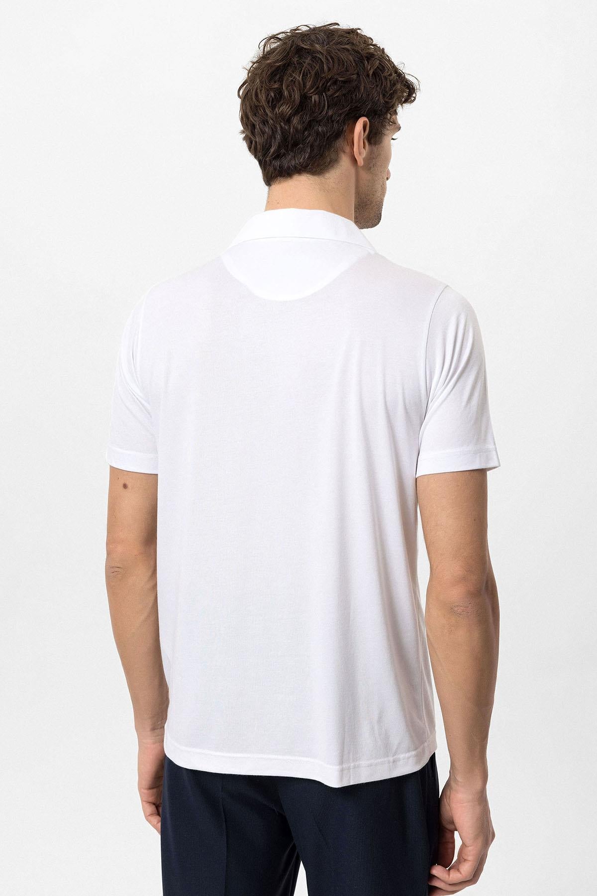 Men's Ecru Camp Collar Regular Fit T-Shirt
