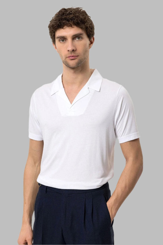 Men's Ecru Camp Collar Regular Fit T-Shirt