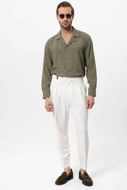 Men's Khaki Striped Shirt