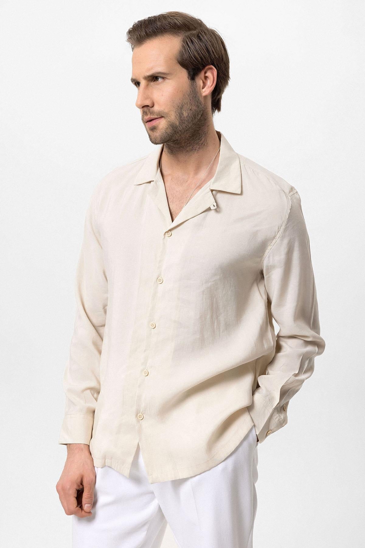 Men's Stone Camp Collar Long Sleeve Shirt