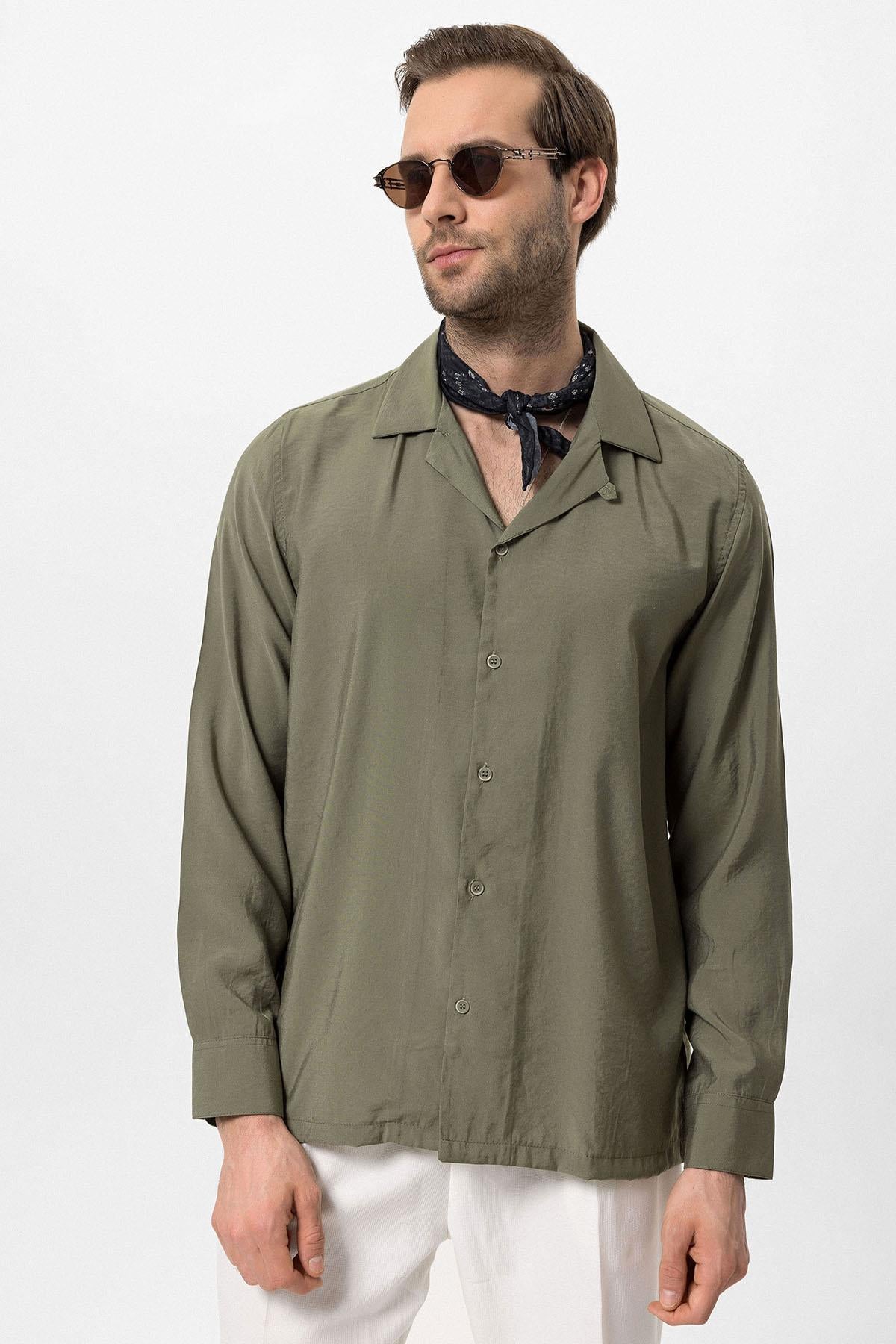 Men's Khaki Striped Shirt