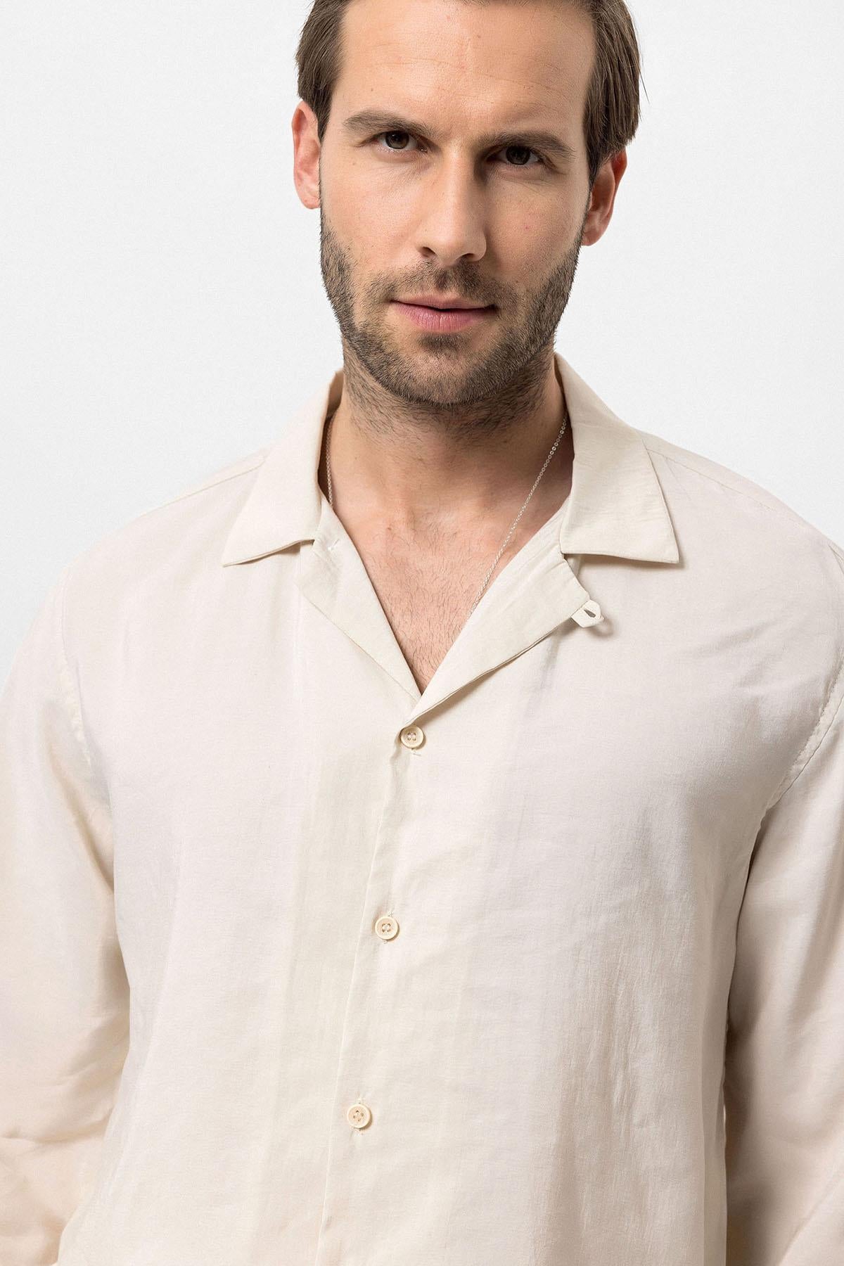 Men's Stone Camp Collar Long Sleeve Shirt