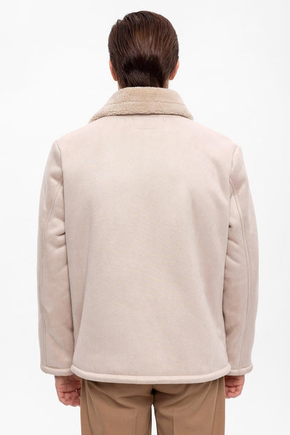 Lined Suede Men's Beige Jacket