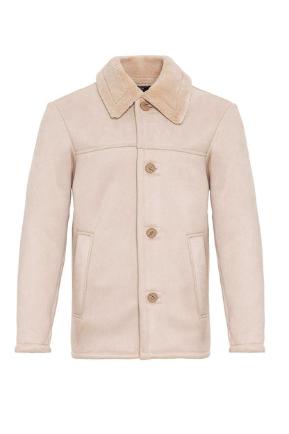 Lined Suede Men's Beige Jacket