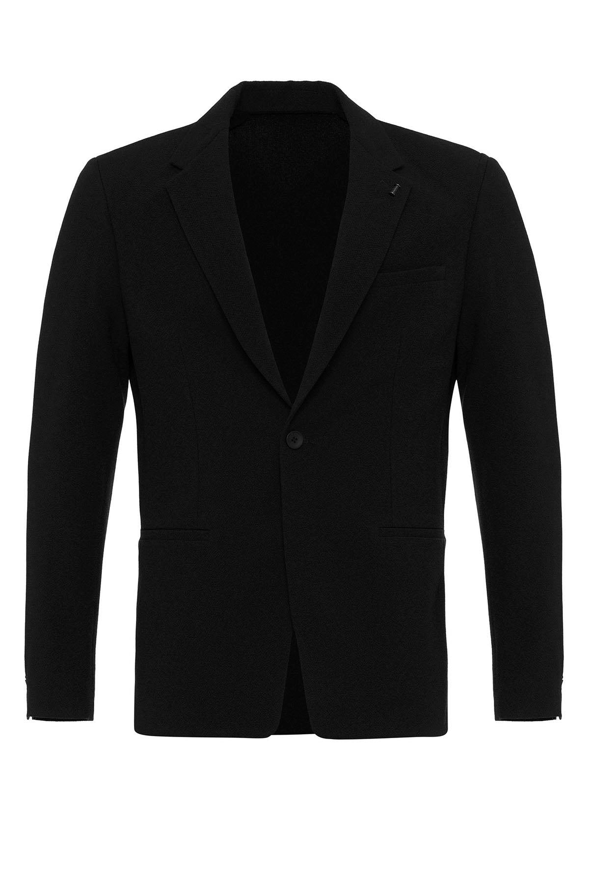 KOALA SYDNEY  Men's Black Plain Single-Button Blazer -