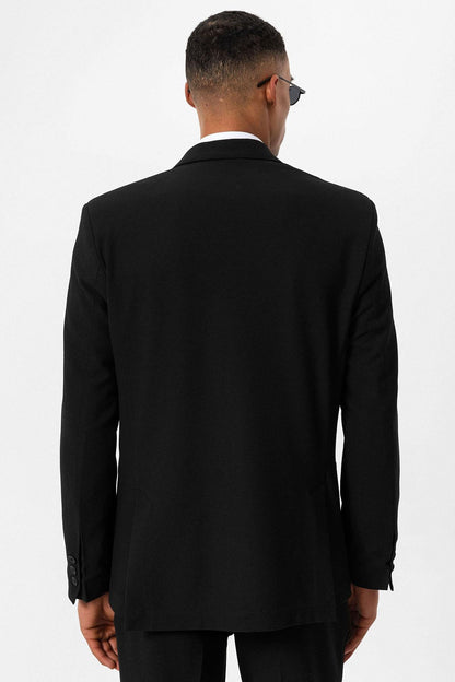 KOALA SYDNEY  Men's Black Plain Single-Button Blazer -