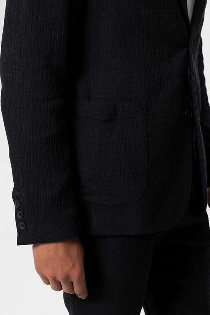 Men's Black Plain Pocketed Blazer Jacket