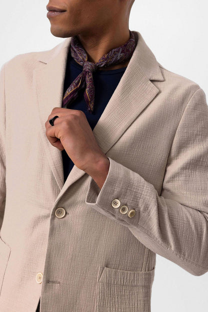 Men's Beige Plain Pocketed Blazer Jacket