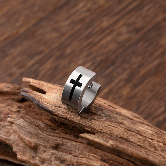 KOALA SYDNEY  Black Silver Stainless Steel Cross Earrings
