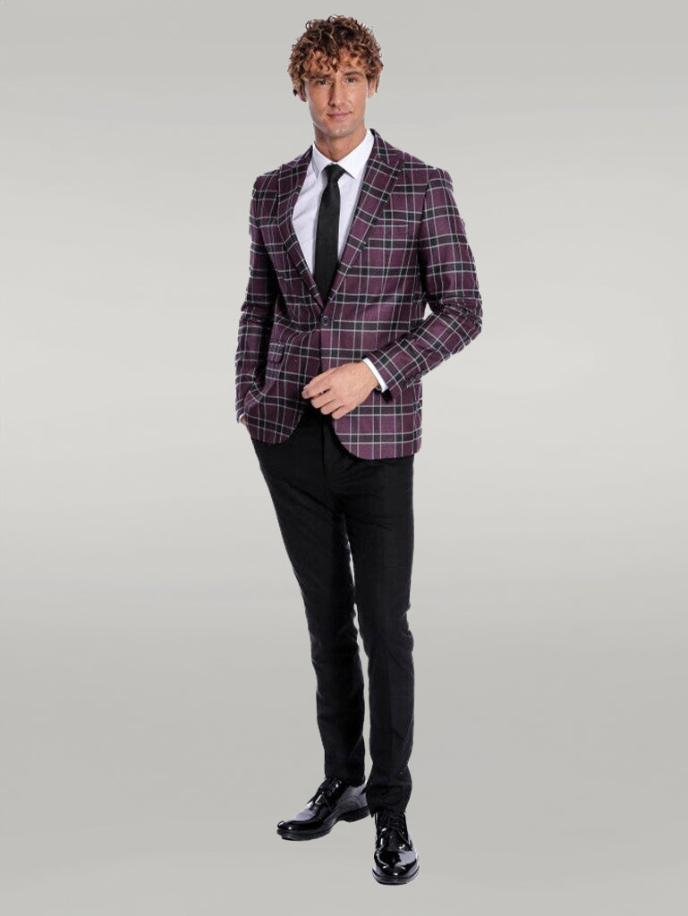 KOALA SYDNEY Slim Fit Peak Lapel Purple Men Blazer