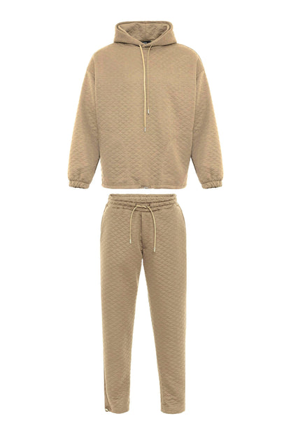 KOALA SYDNEY Men's Khaki Diamond Patterned Oversize Tracksuit Set