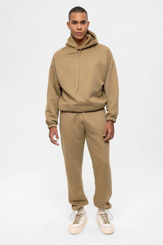 KOALA SYDNEY Men's Beige Diamond Patterned Oversize Tracksuit Set