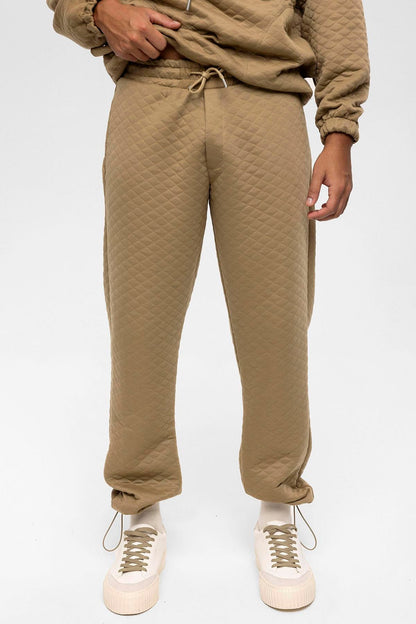 Men's Beige Diamond Patterned Oversize Tracksuit Set