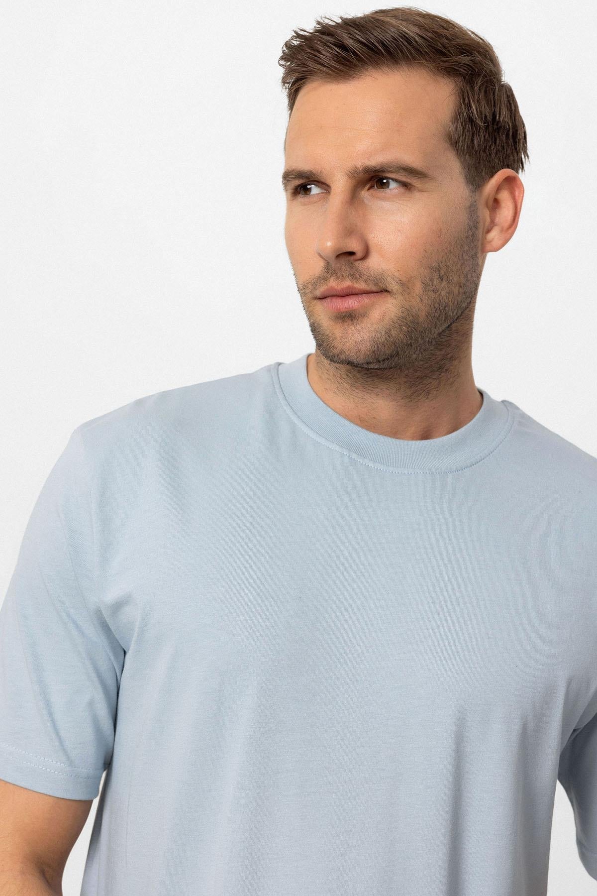 KOALA SYDNEY Men's Baby Blue Crew Neck Basic T-Shirt