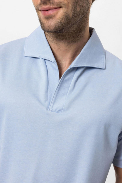 Men's Baby Blue Regular Fit Camp Collar Shirt