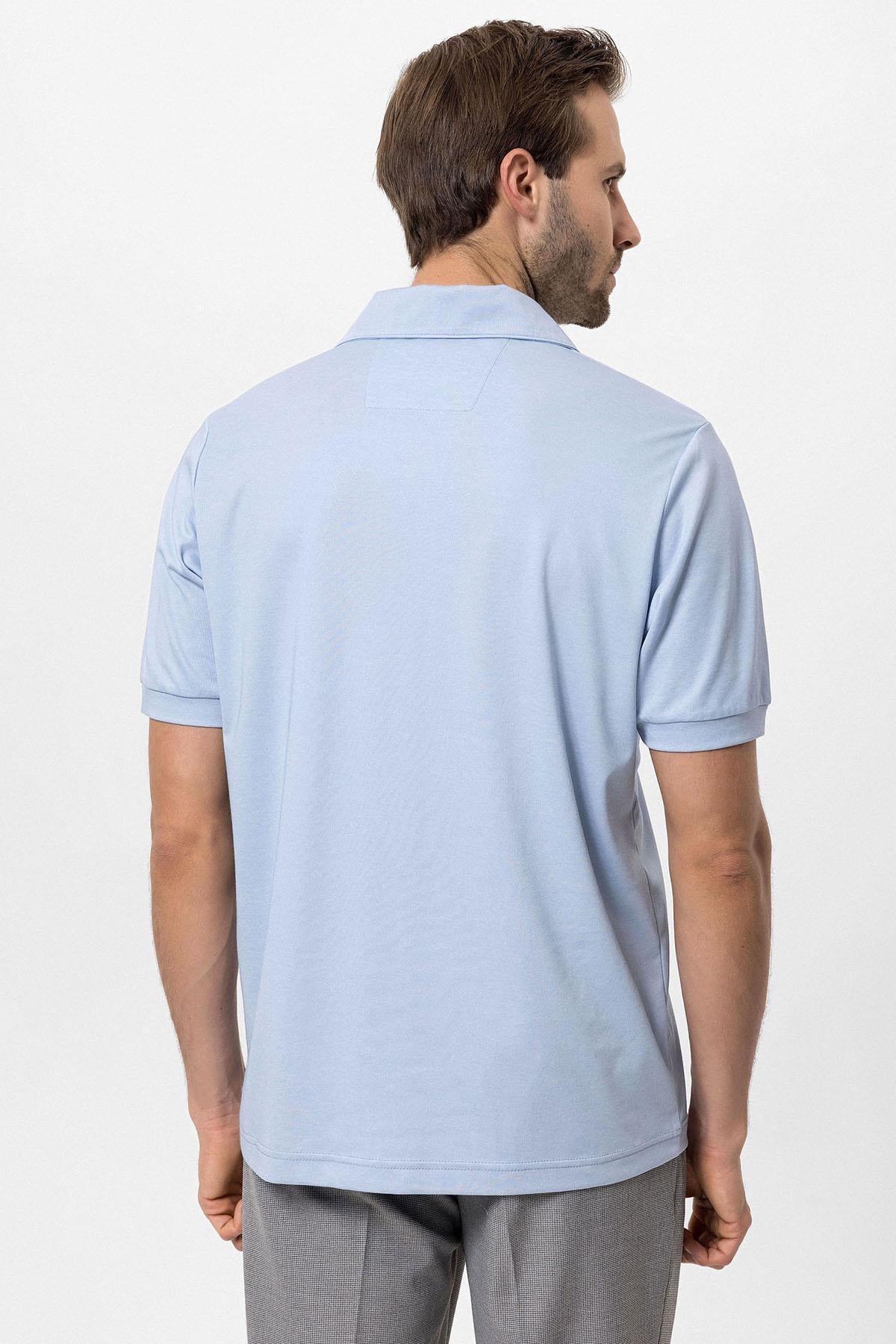 Men's Baby Blue Regular Fit Camp Collar Shirt
