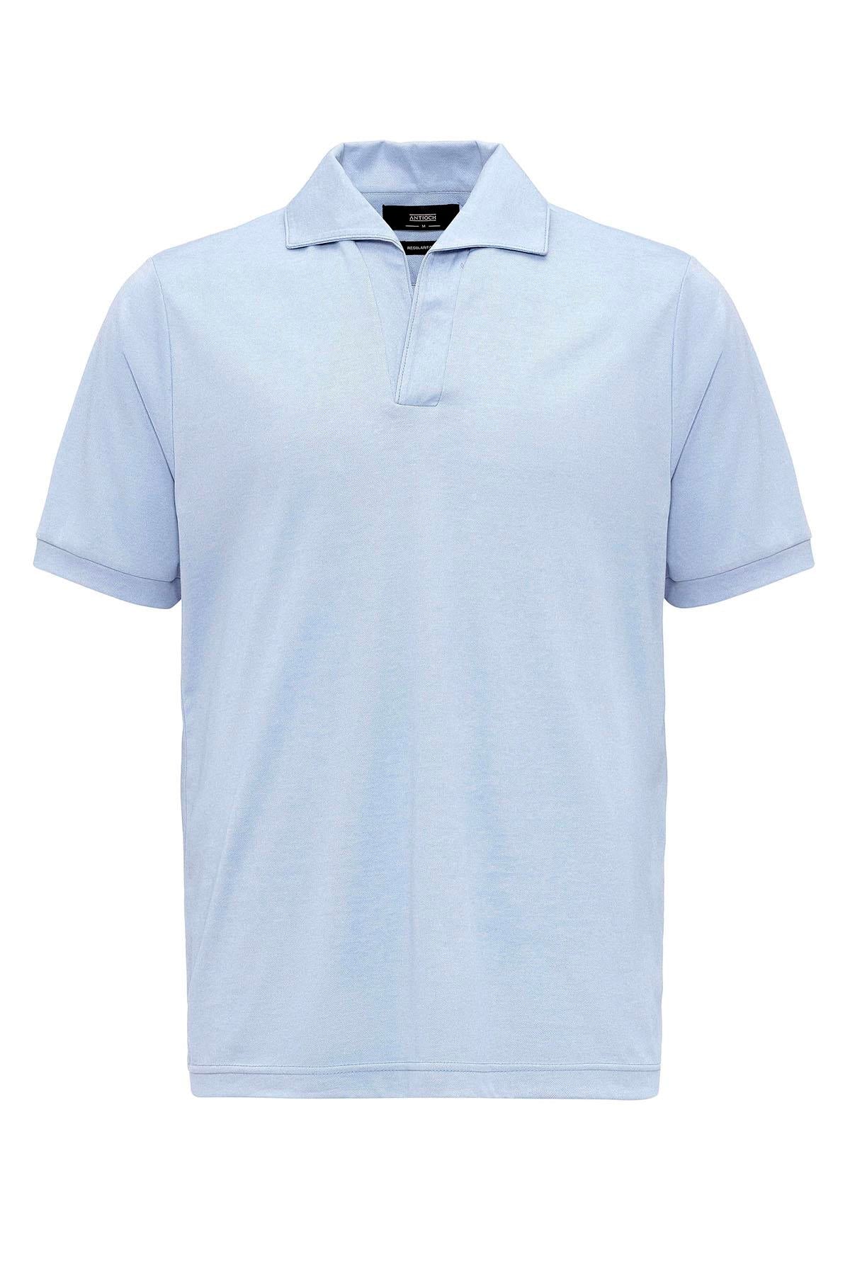 Men's Baby Blue Regular Fit Camp Collar Shirt