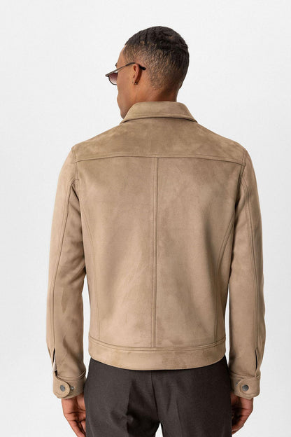 KOALA SYDNEY  Beige Crop Fit Suede Men's Jacket -