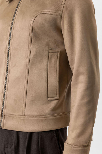 KOALA SYDNEY  Beige Crop Fit Suede Men's Jacket -