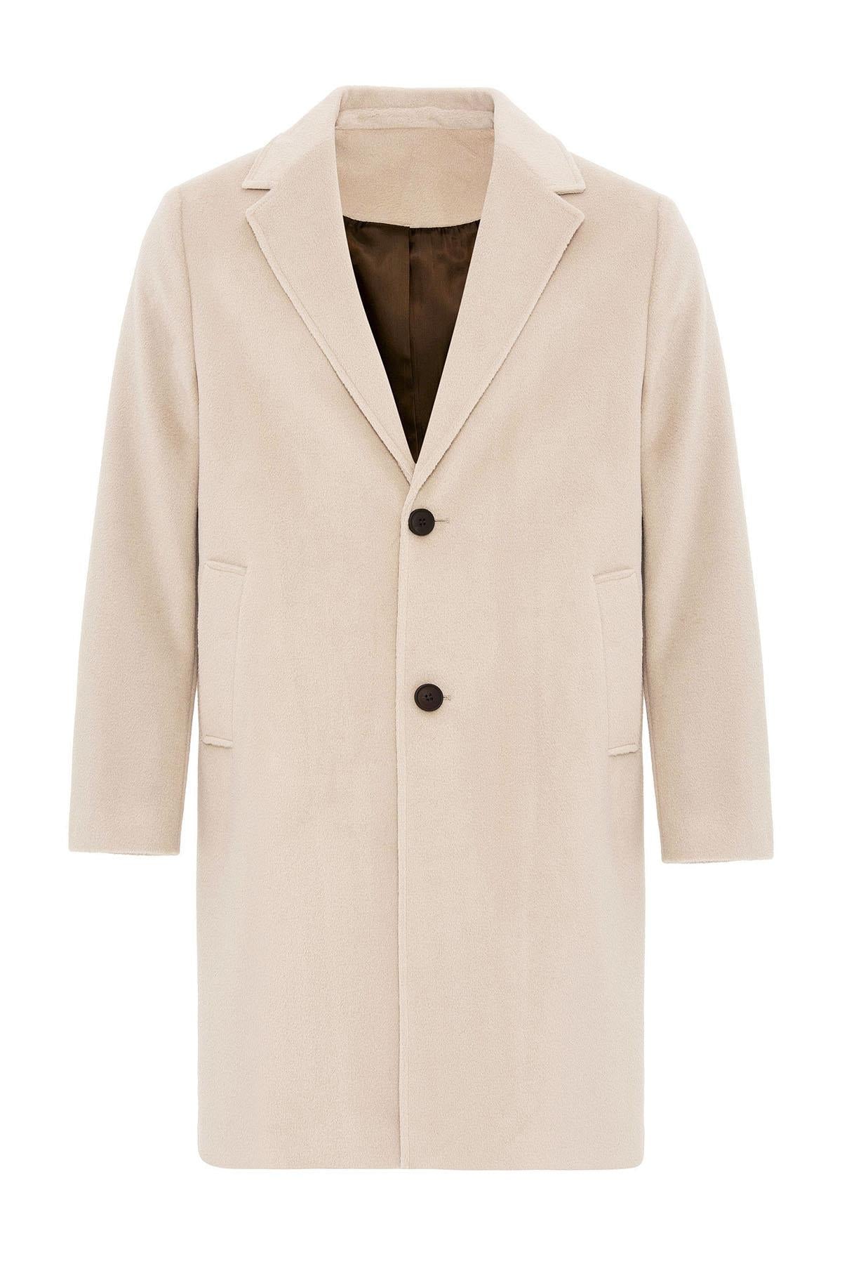 Beige Textured Men's Coat