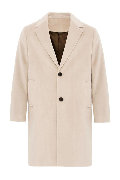 Beige Textured Men's Coat
