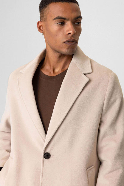 Beige Textured Men's Coat