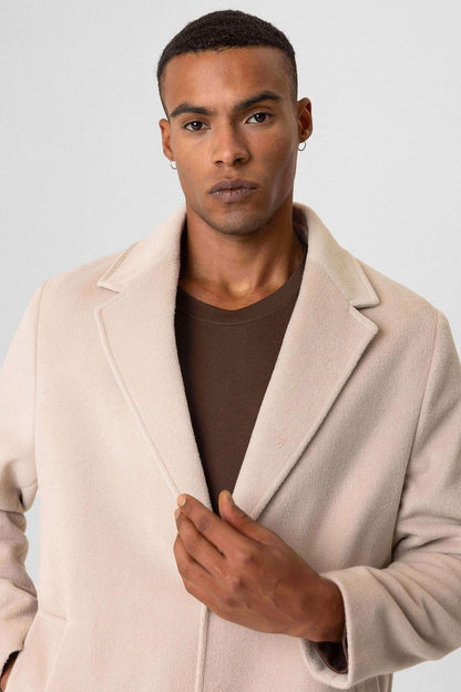 Beige Textured Men's Coat