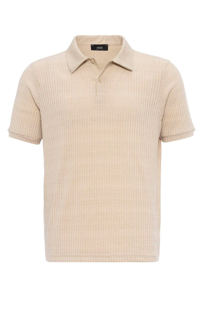 KOALA SYDNEY Men's Beige Slim Fit Polo Collar T-Shirt