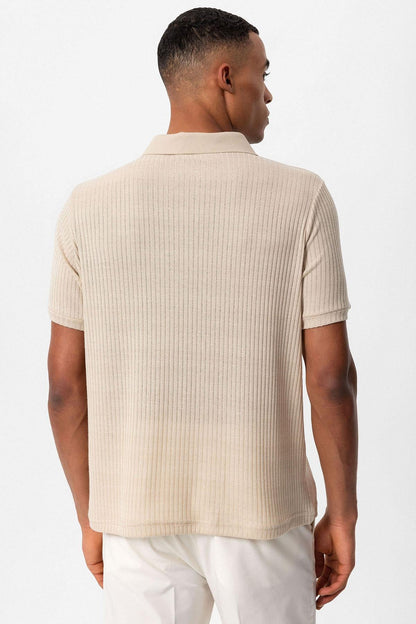 KOALA SYDNEY Men's Beige Slim Fit Polo Collar T-Shirt