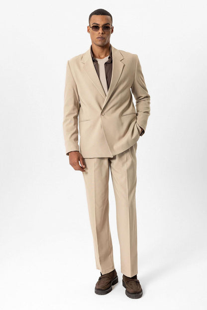 KOALA SYDNEY  Beige Single-Button Relaxed Men's Blazer Jacket