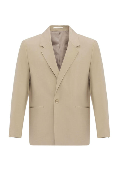KOALA SYDNEY  Beige Single-Button Relaxed Men's Blazer Jacket