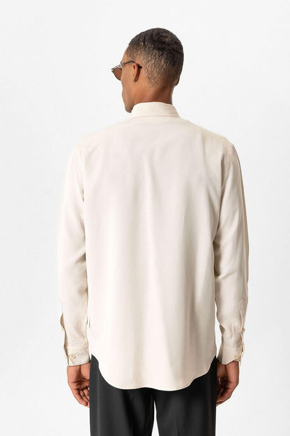Beige Technical Tencel Fabric Men's Shirt