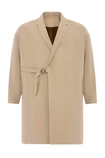 Men's Trench Coat with Buckle Detail