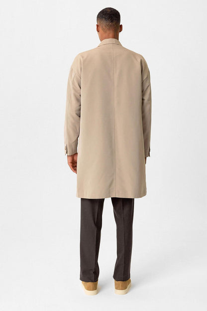 Men's Trench Coat with Buckle Detail