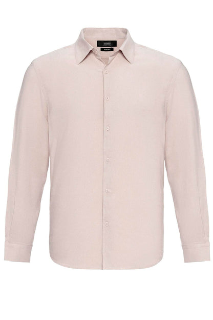 Men's Beige Long-Sleeve Linen Shirt