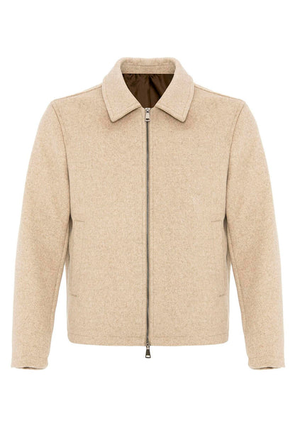 Beige Wool-Blend Seasonal Men's Jacket