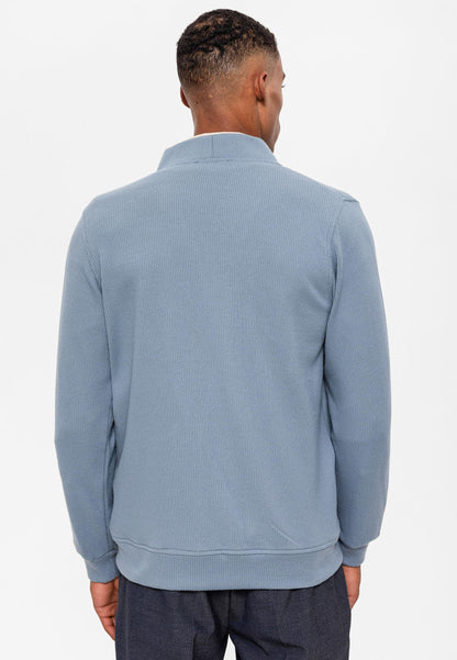Men's Baby Blue V-Neck Cardigan with Waist Elastic