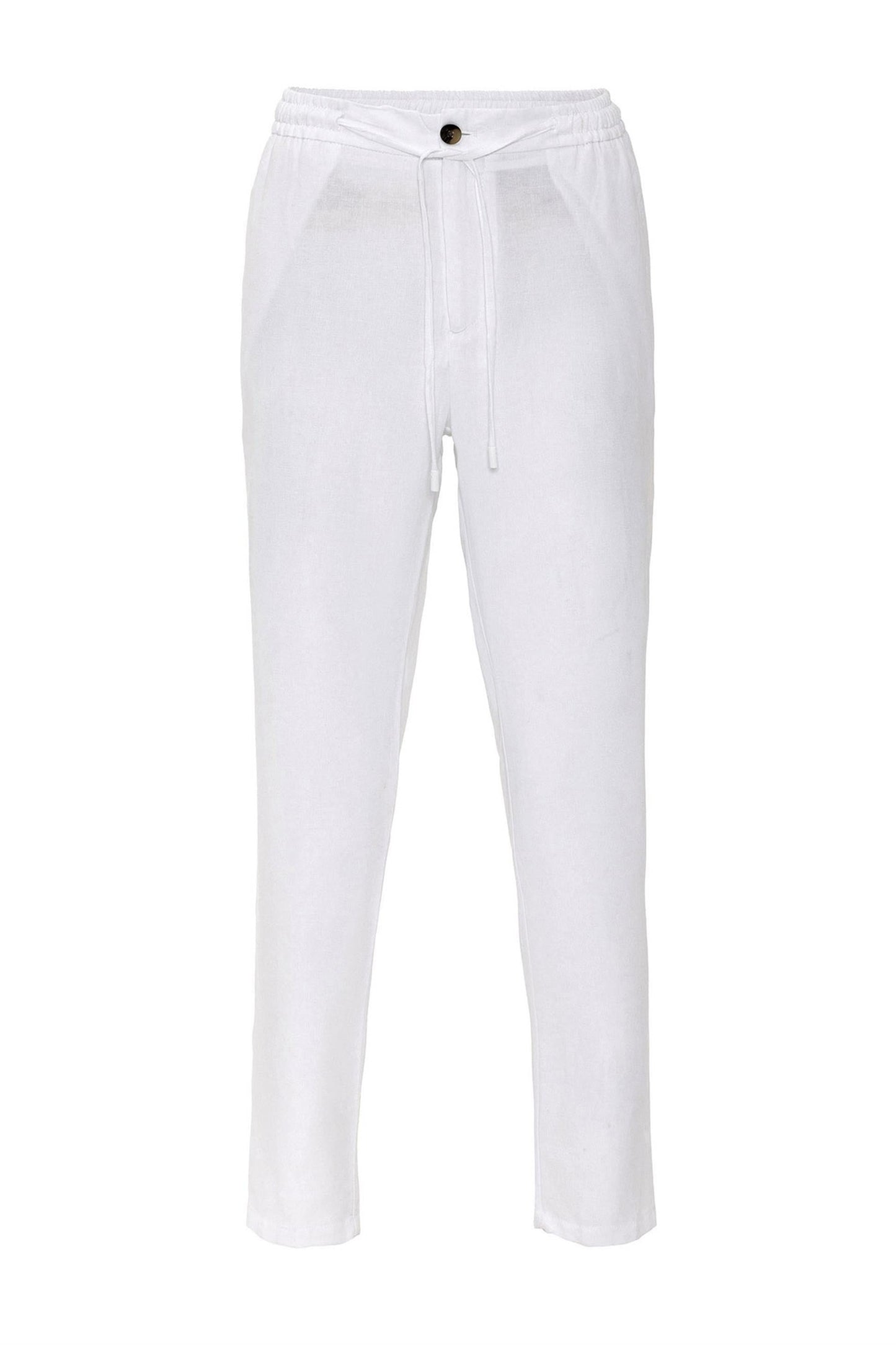 Men's White Elastic Waist Trousers