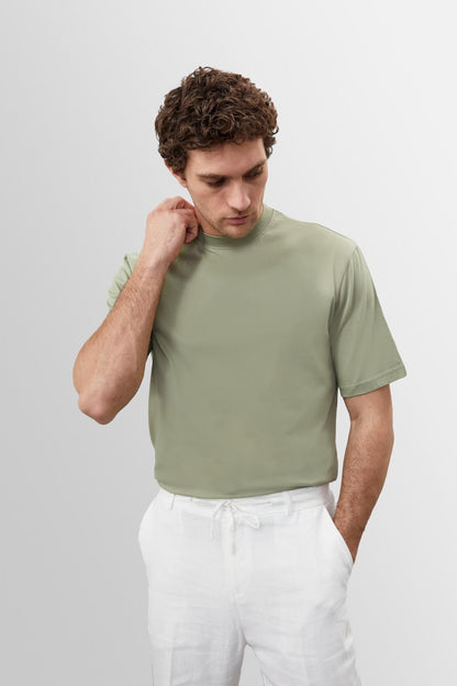 KOALA SYDNEY Men's Light Khaki Crew Neck Basic T-Shirt