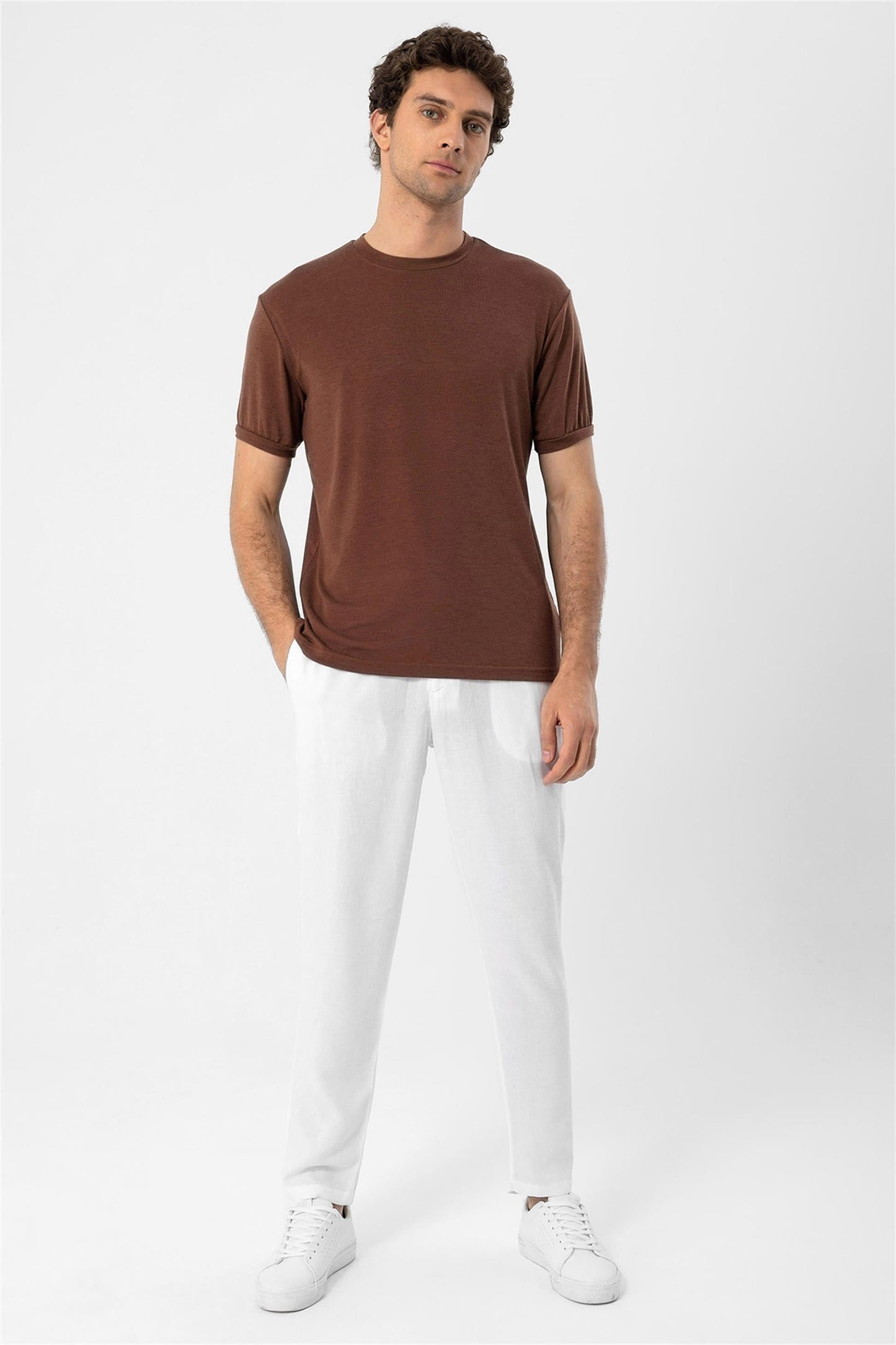 Men's Brown Crew Neck T-Shirt